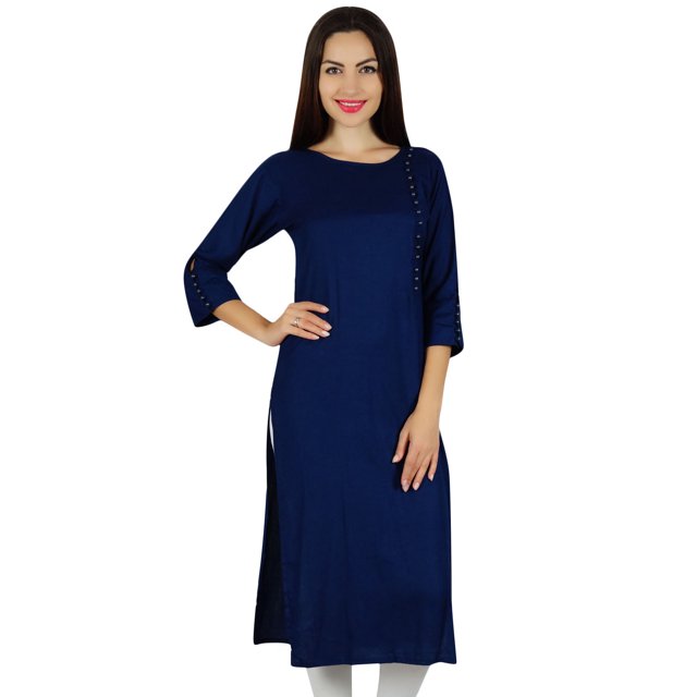 Bimba Femme Kurta Personnalisé en Rayonne Kurti de Designer Manches 3/4 Tunique Blouse Formelle Décontractée