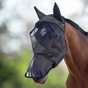 Outdoor Riding Horse Fly Mask: Breathable Polyester with Ears, UV Protection, 1 Pack