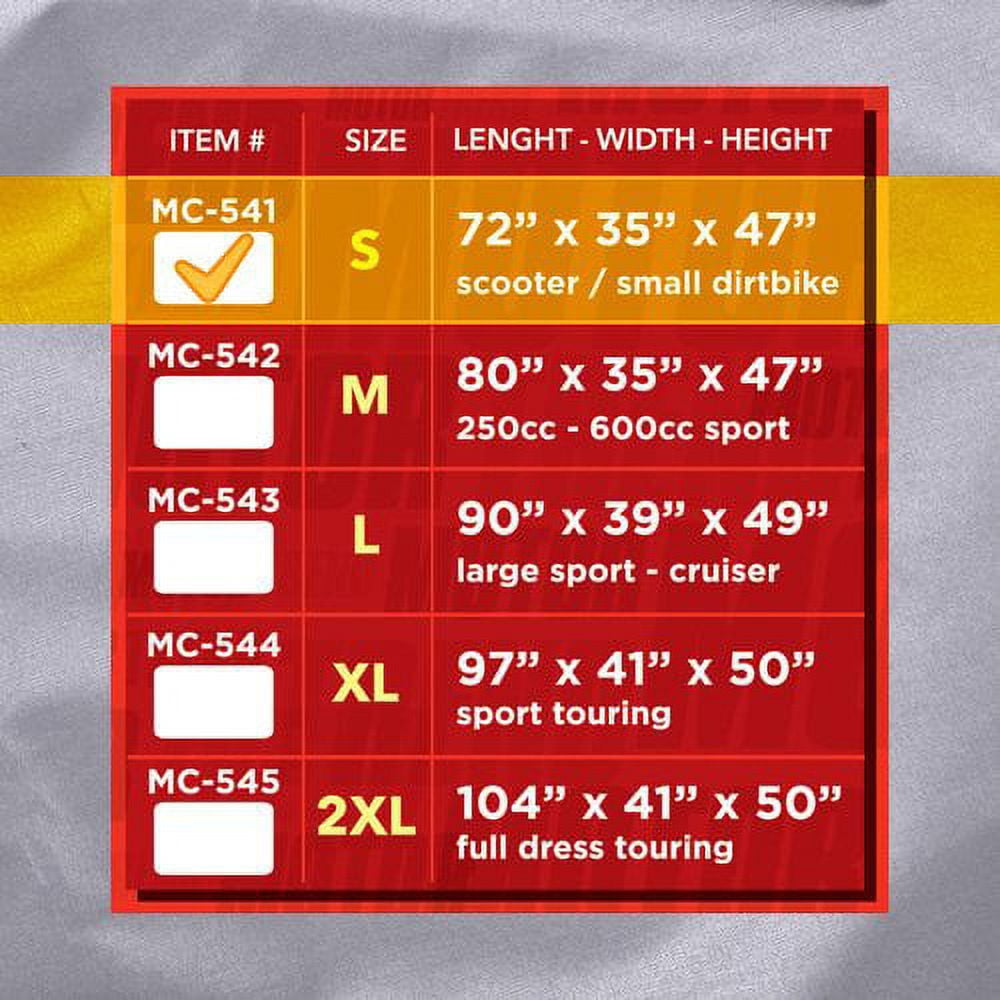 Motorcycle Cover Waterproof Outdoor Motorbike All-Weather Protection, Small (72 Inch)
