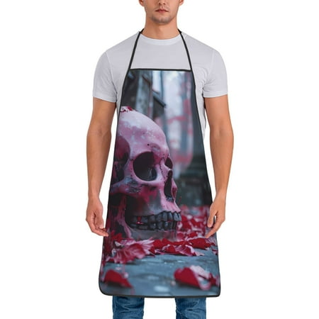 

Jgfou Gothic Red Skull Cemetery Print Anti-fouling Apron for Men Women Waterproof Oil-Proof Kitchen Apron with Adjustable Straps Pocket and No-Pill No-Fade Fabric
