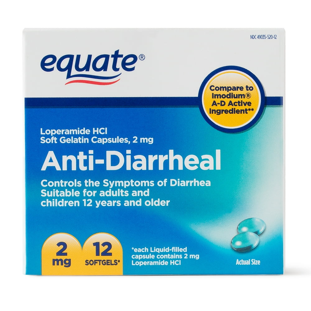 Equate AntiDiarrheal Loperamide Hydrochloride Softgels, 2 mg, 12 Ct