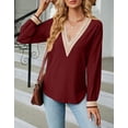 thumbnail image 2 of Women Top Lady Long Sleeve Women Suit Lace Neck Elegant Crochet Neckline Hollow Out Casual Autumn Top Daily Top For Woman Cogild, 2 of 5