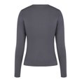 thumbnail image 4 of Blusa Mangas Largas Top cuello redondo ajustado básico mujer túnica corta traje de calle Ygjytge Gris T S para Mujer, 4 of 9