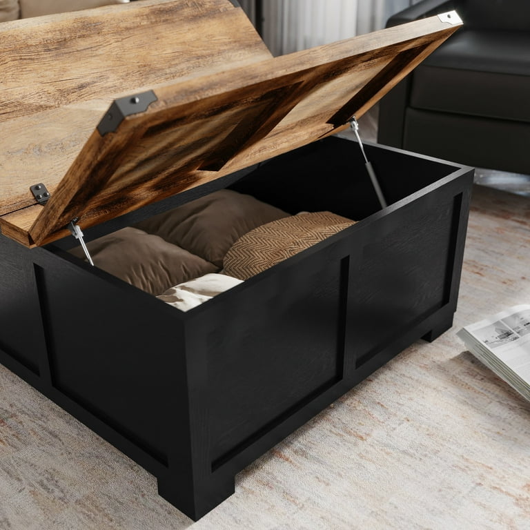 Emma + Oliver Farmhouse Coffee Table with Clamshell Style Hinged