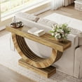 thumbnail image 4 of Tribesigns 59" Wooden Console Table, Farmhouse Entryway Table with Half-Circle Base, Narrow Sofa Table for Living Room, Hallway, Entrance, Foyer, Light Brown, 4 of 5