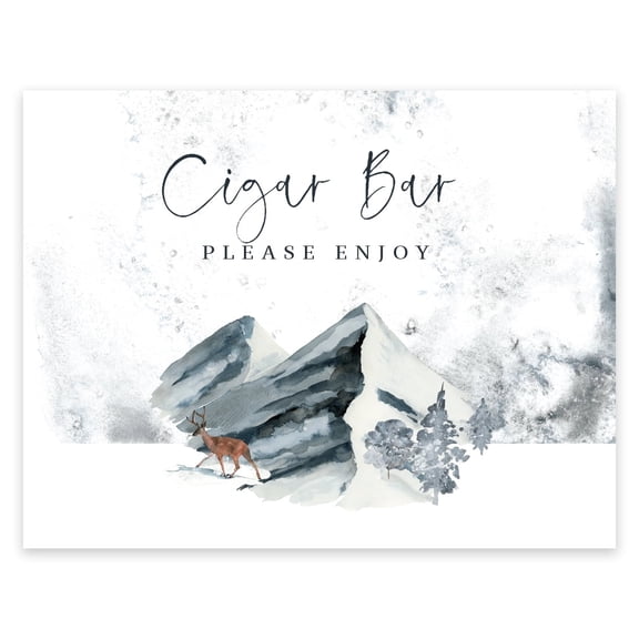 Koyal Wholesale Winter Woodland Cigar Bar “Please Enjoy” Party Sign 8.5x11