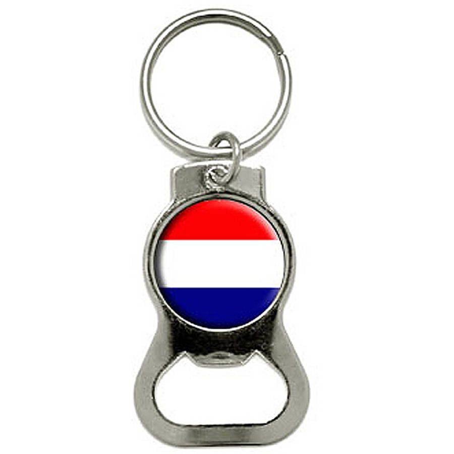 Netherlands Holland Flag Bottle Cap Opener Keychain Ring by Graphics and More