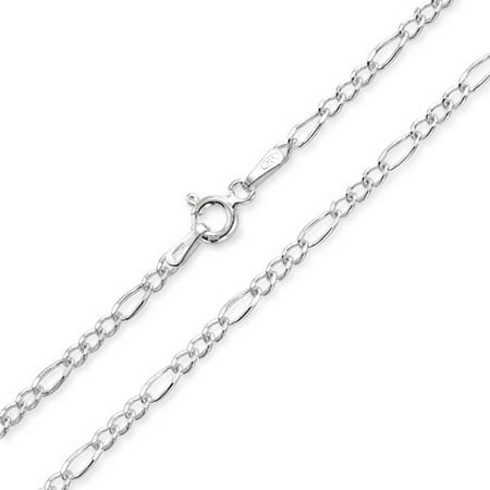 060 Gauge Solid Strong 925 Sterling Silver Figaro Chain Necklace For Women For Men Made In Italy 16 18 20 24
