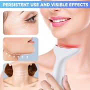 Face Massager Tool,3-in-1 Facial & Neck Beauty Tool with LED Light, Gentle Heat, and Vibration Functions (White)