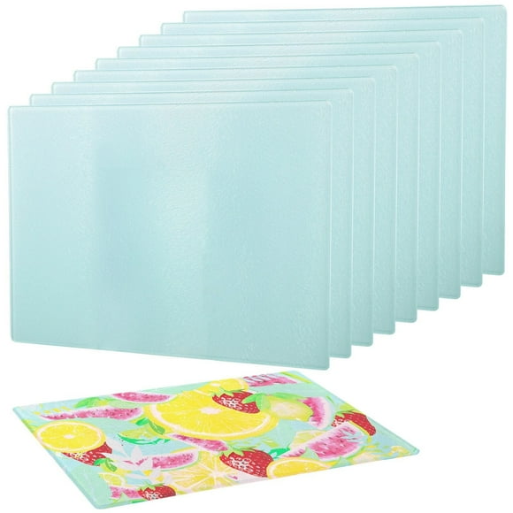 10 PCS Sublimation Glass Cutting Boards, Blank DIY Cutting Boards for Kitchen, Textured Sublimation Tempered Glass Cutting Boards, Anti Slip Heat Resistant Cutting Boards