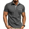 thumbnail image 2 of Afdoent Mens Polo Shirts Male Leisure Color Block Shirt Short Sleeve Versatile Polo Shirt For Summer Fashion Comfortable, 2 of 8