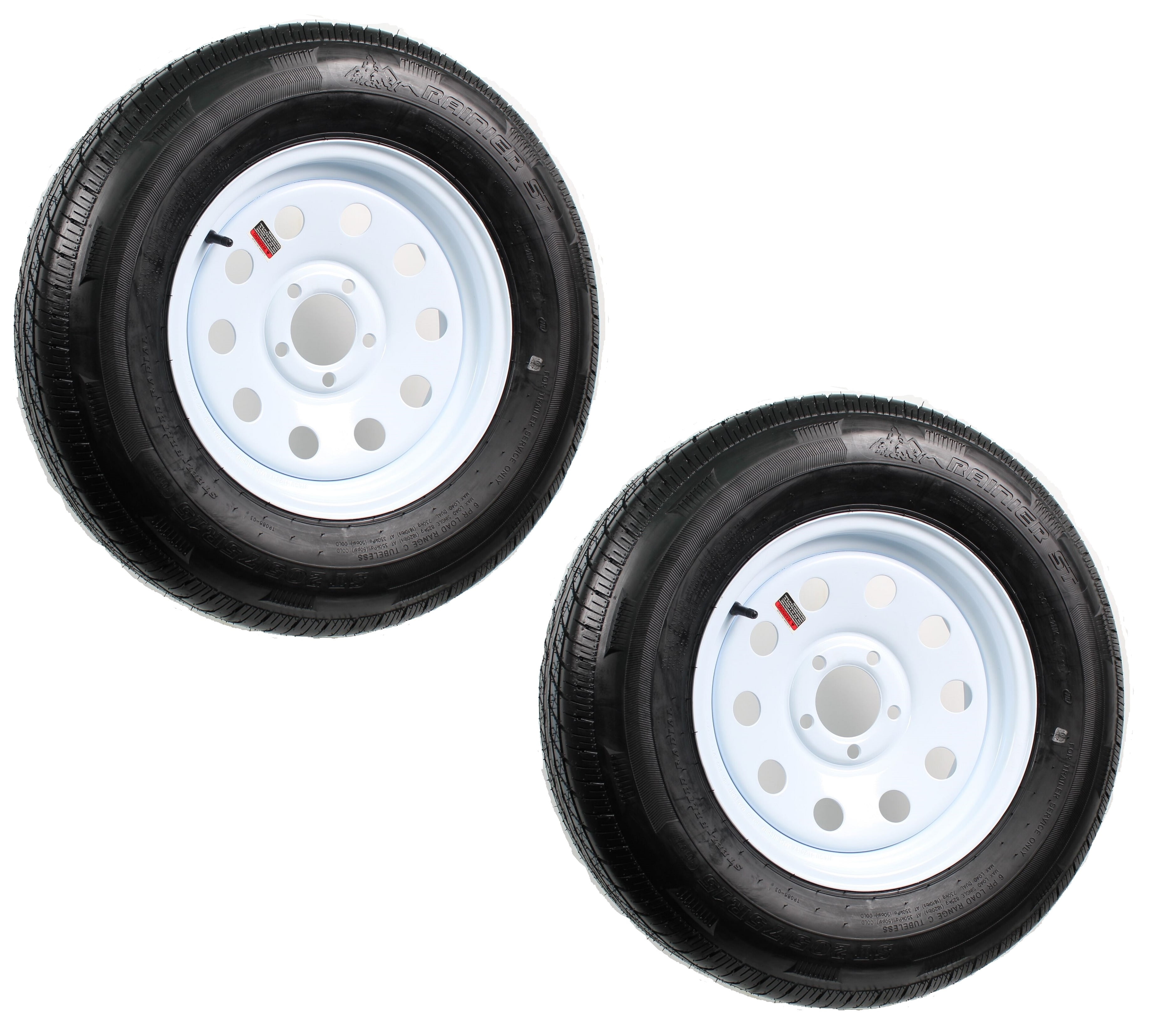 2-Pack Radial Trailer Tire Rim ST175/80R13 Load D 5-4.5 Black Modular 3.19CB