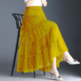 thumbnail image 3 of Falda de malla adelgazante de cintura alta de estilo coreano de moda para mujer primavera verano 2024 nueva llegada volante grande, 3 of 5