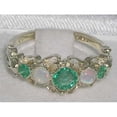 thumbnail image 4 of LBG 925 Sterling Silver Natural Emerald and Opal Womens Promise Ring - Size 11.5, 4 of 4