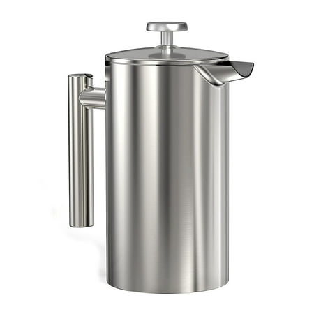 

Deoxygene Coffee Press 1 L /8 Cup Stainless Steel French Press Coffee Maker Double Walled Insulation with 3-Layer Filter System