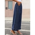 thumbnail image 3 of DOKOTOO Women Wide Leg Jeans High Waisted Stretch Denim Elastic Waist Ruffle Hem Flare Pants Vintage Loose Fit High Rise Baggy Jeans, 3 of 8
