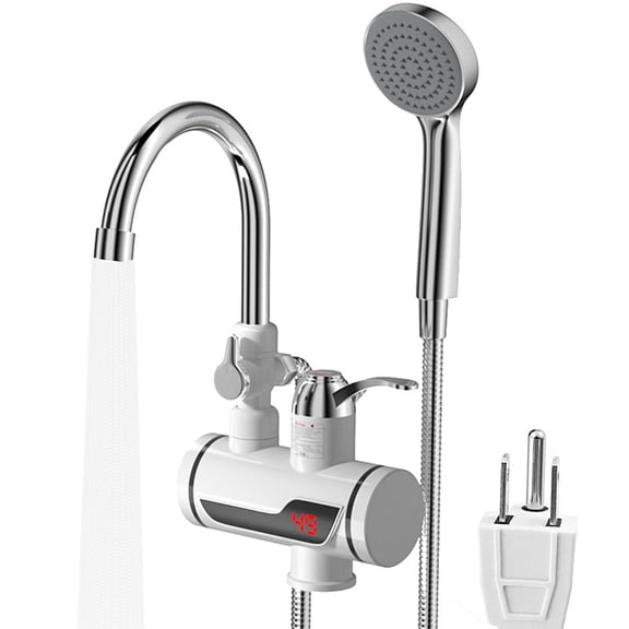 110V Electric Instant Tankless Water Heater - Fast Heating Faucet for Kitchen and Bathroom,Bottom Inflow Model with Integrated Shower Set