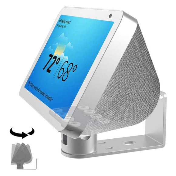 Soporte de pared ATOPCAENRT para Echo Show 8 (2.ª generación, lanzamiento 2021 y 1.ª generación, lanzamiento 2019) soporte giratorio de aluminio para Amazon Echo Show 8 y 5, color plateado, 13-02SX