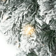 Salzburg 6.5ft Frosted Prelit Slim Artificial Christmas Tree with 864 Branch Tips, 250 Warm Lights and Metal Stand, 30 Wide Realistic Snow Flocked Skinny Pencil Christmas Tree by Naomi Home