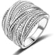 thumbnail image 1 of Anillo de declaración cruzado entrelazado de 2 tonos ZHAOCHENG Anillos de banda gruesa de moda para mujeres y Hombres chapados en oro rosa y plata, 1 of 5
