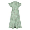 thumbnail image 4 of Zpanxa Robes d'Été pour Filles Manches Courtes Manches Volantées Col Rond Imprimé Floral Taille Poche Robe à Étages Polyester Spandex Vert 8 Ans, 4 of 4