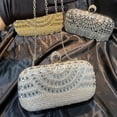 thumbnail image 4 of Women's Sparkling Rhinestone Bow Clutch, Vegan Leather Evening Bag with Removable Chain for Bridal Prom Wedding Cocktail Party (Pearl Rhinestone), 4 of 5