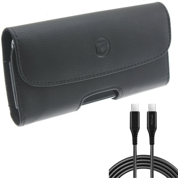 6ft Long USB-C Cable w Case Belt Clip for Samsung Galaxy S20 Fan Edition - PD Fast Charger Cord Power Wire [Type-C to Type-C], Leather Holster Cover Loops fits Galaxy S20 FE (Fan Edition)