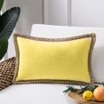 thumbnail image 3 of 1 pieza de funda de almohada con adorno de granja, arpillera con ribete de lino, almohada para exteriores con bordes personalizados, 12x 20", 3 of 5