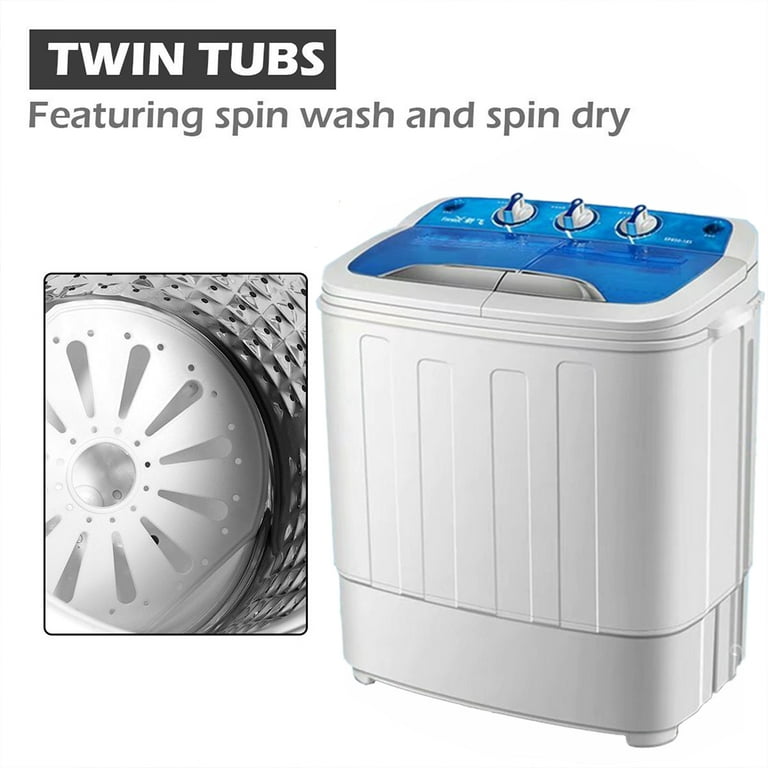 HONGGE Washing Machine Portable Clothes Washing Machines, 13 lbs. Wash and  Spin Cycle, Semi-Automatic Laundry Machine, Twin Tub Mini Washer Machine