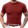 thumbnail image 2 of Men Short Sleeved Slim Funnel Neck Knit Pullover Tops, 2 of 5