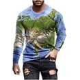 thumbnail image 2 of TIMIFIS Chemises pour Hommes Chemises à Manches Longues T-Shirt à Imprimé Graphique T-Shirt Décontracté à Col Rond Chandail Molletonné Haut-Bluefall, 2 of 5