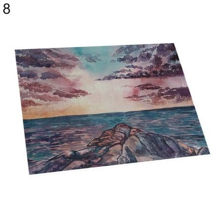 

LIHUA 42x32cm Rectangle Landscape Print Heat Insulation Placemat Cup Pad Table Decor
