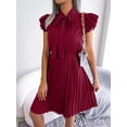 thumbnail image 4 of EASYBRAUS Women Pleated Chiffon Midi Dress V Neck Sleeveless Tie Waist Summer Dress, 4 of 7