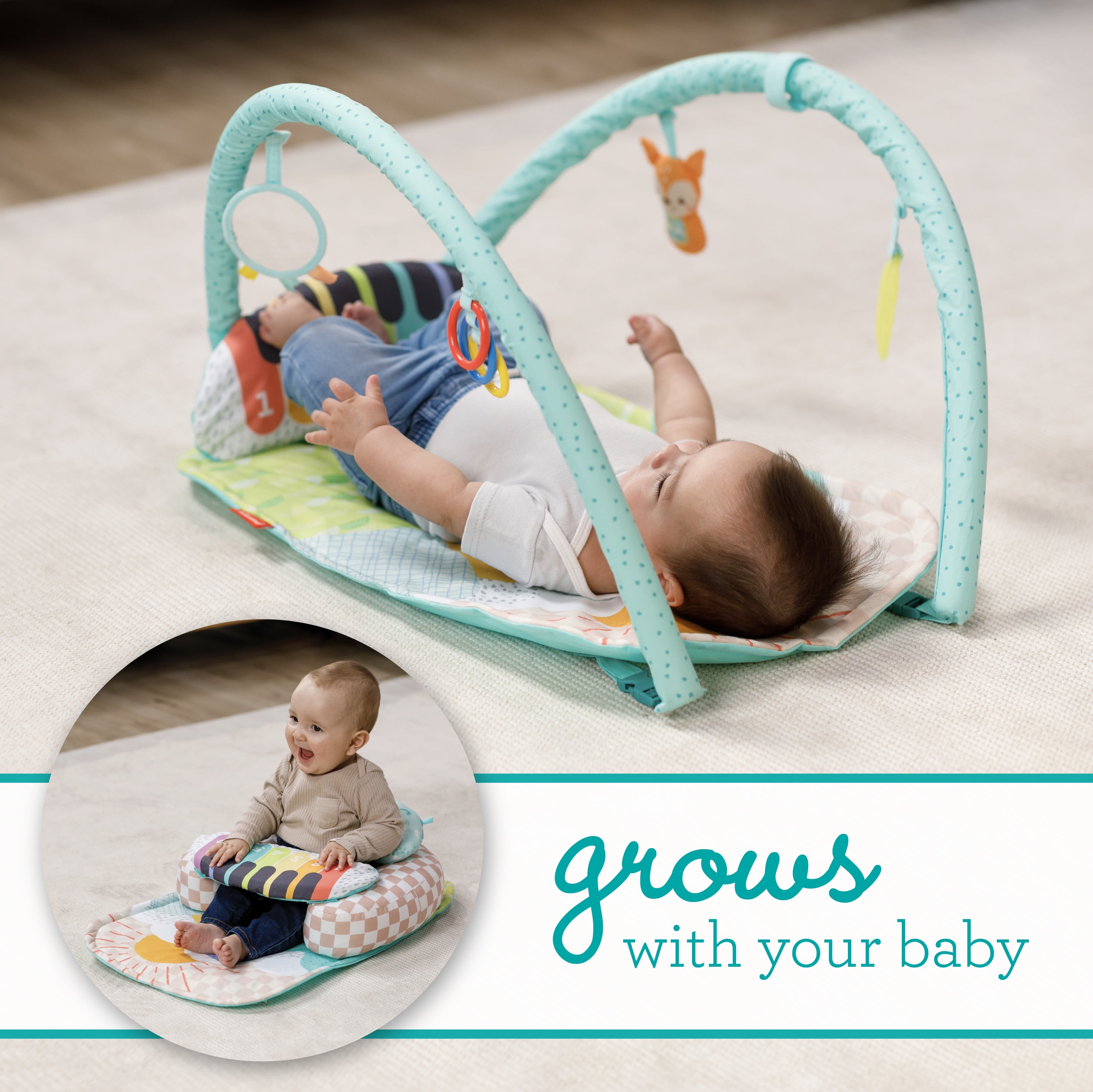 Infantino Kick 'n Keys 7-in-1 Musical Piano Activity Gym, for Babies 6-12 Months, Multicolor