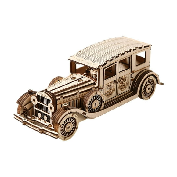 Milaget 3D Wooden Puzzle Model Car Kit Retro Car Model Building for Kids Decoration