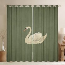 Feelyou Cute Swan Curtains Pack of 2 (42x84 Each), Vintage Cartoon Animal Curtains Blackout, Teens Kids Boys Girls Bedroom Curtains, Window Curtains Decor