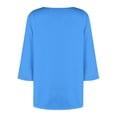 thumbnail image 6 of Mifsaly Plus Size Blouses for Women 3/4 Sleeve Square Neck Cotton Tops Button Decoration Lightweight Breathable Oversized Tshirts Summer Casual Work Office Outfits L, 6 of 7
