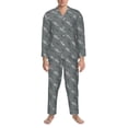 thumbnail image 3 of Balery Cute Shark Pijama para Hombre de Dos Piezas con Manga Larga, Conjunto de Dormir y Descanso Suave con Bolsillos-Large, 3 of 7