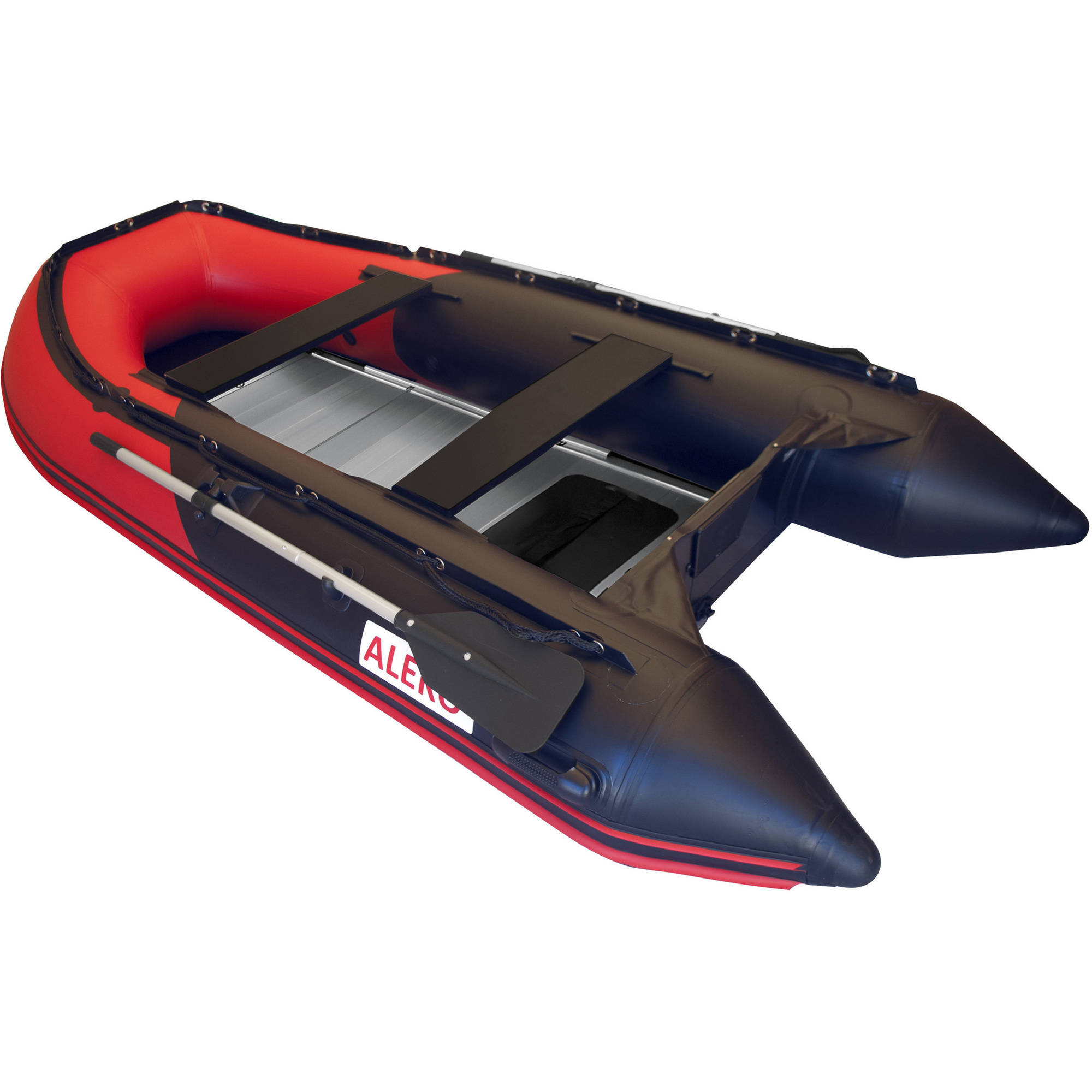 ALEKO Inflatable Fishing Boat Aluminum Floor 12.5 Feet Red and
