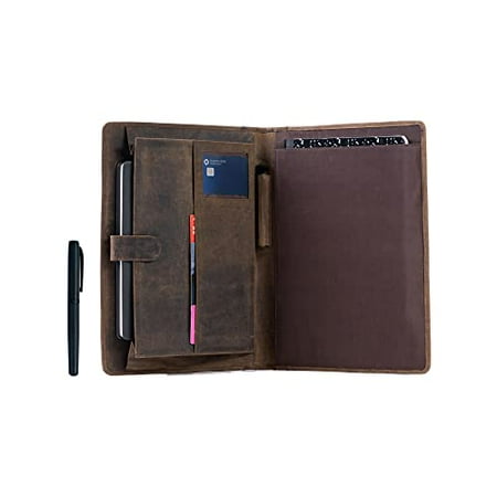 Leather Business Portfolio with Luxury Pen Business Personal Organiser Folder Full Grain Leather padfolio by KomalC (Buffalo Distressed Tan)