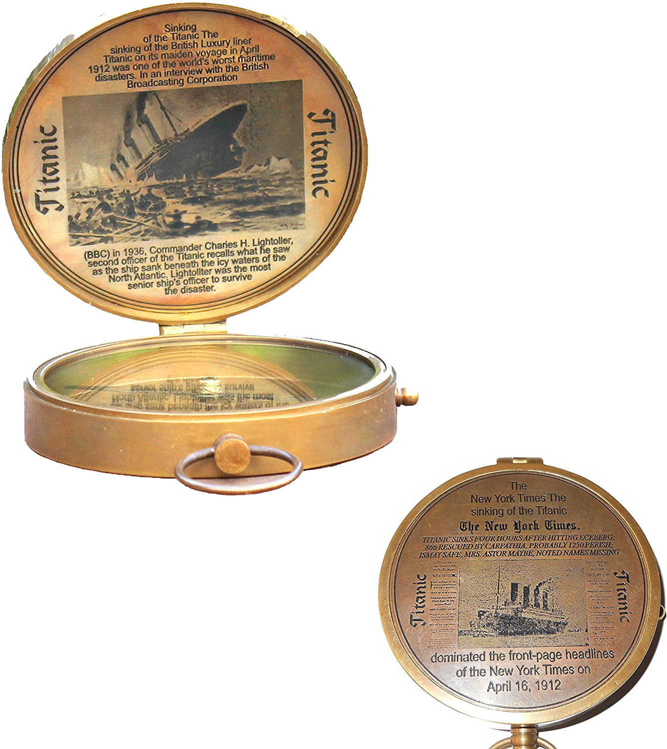 Antique Brass Lid Compass Boy Scouts Maritime Collectible Gift 