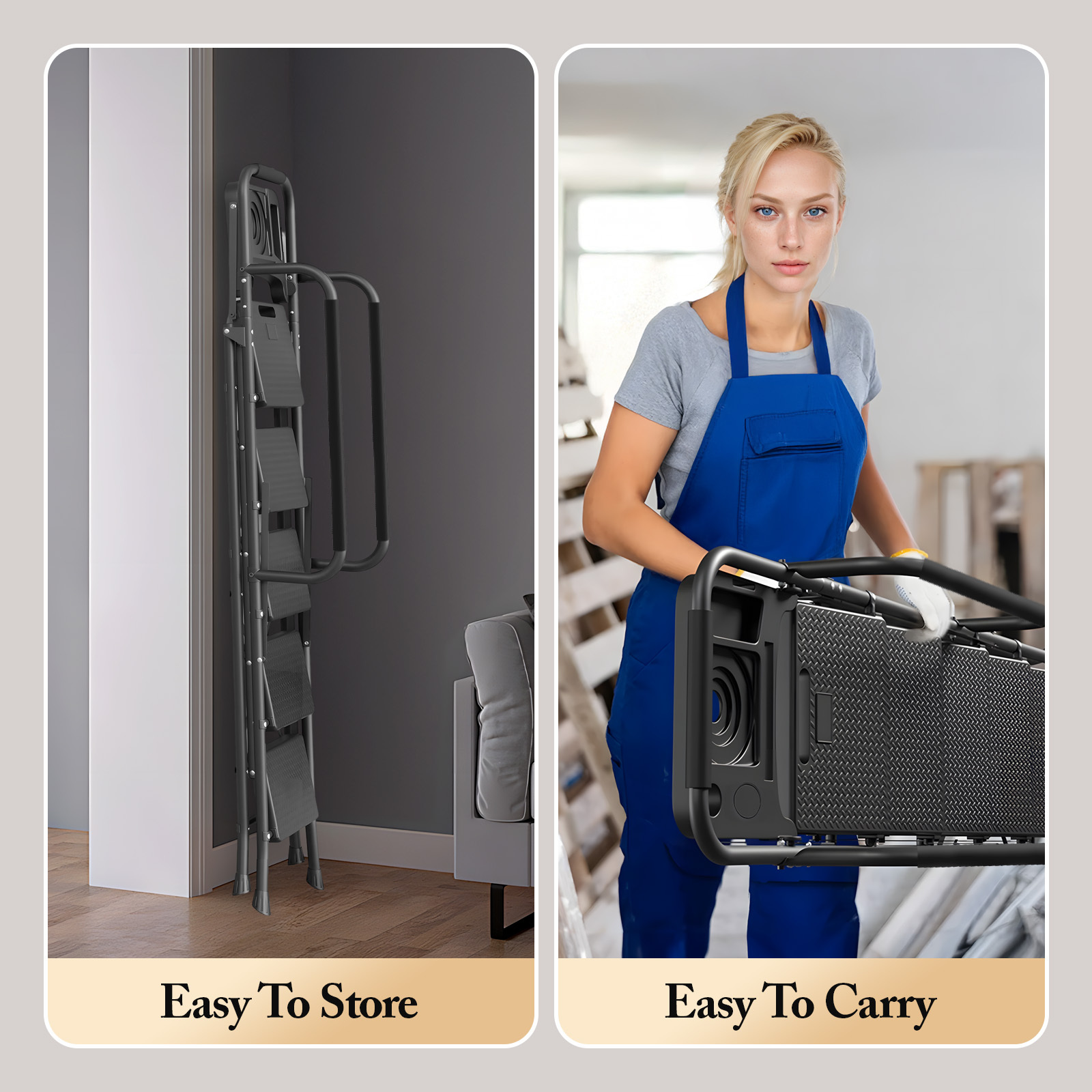 UNTIMATY 5-Step Ladder with Handrails and Tool Tray photo 3