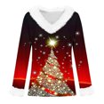 thumbnail image 3 of Aqestyerly Hauts à Manches Longues pour Femmes Joyeux Noël Haut à Col en V Uni Décontracté à Manches Longues Blouse Mode pour Femmes, 3 of 4