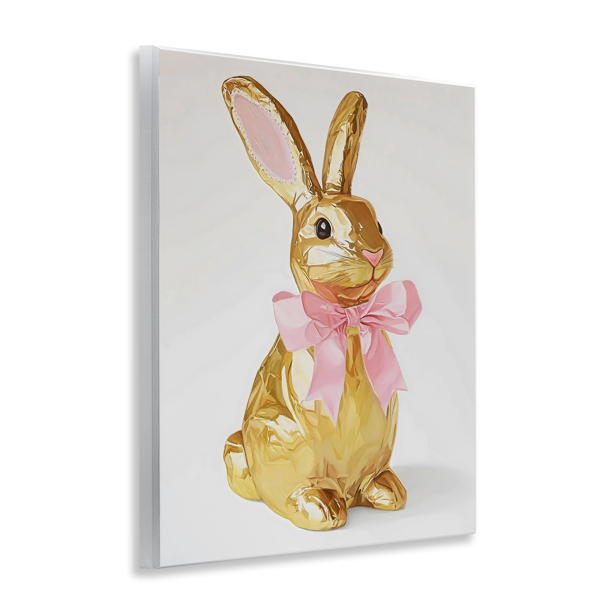 Stupell Industries Golden Easter Bunny with Ribbon Wall Plaque Art, design by The Prints Vibe
