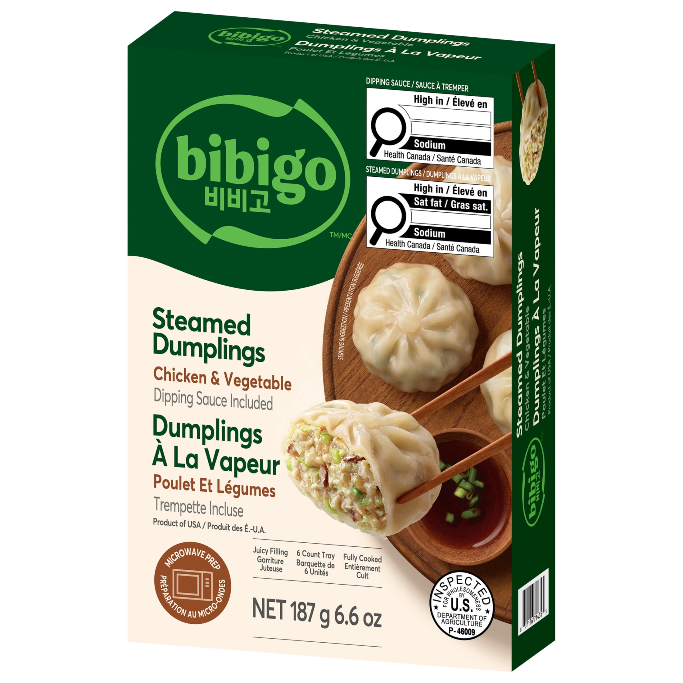bibigo Frozen Chicken & Vegetable Steamed Dumplings, 6 Dumplings, 187g