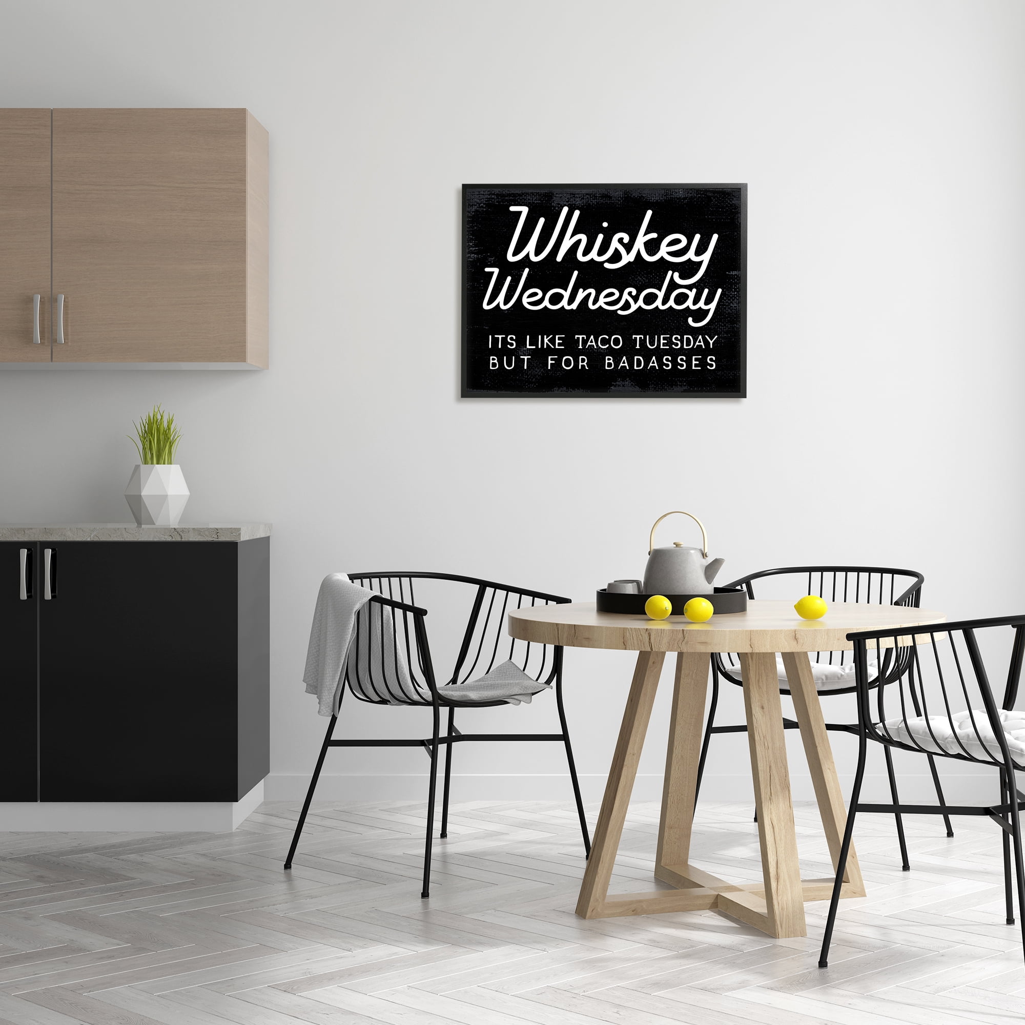 Stupell Industries Funny Whiskey Wednesday Food & Beverage Painting Black Framed Art Print Wall Art, 30 x 24