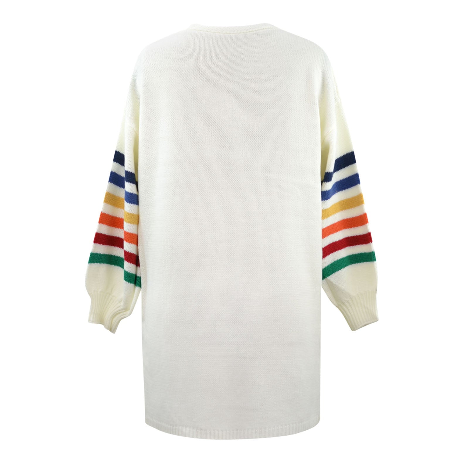 Skpblutn Women'S Cardigan Sweaters Winter Fall Casual Comfortable Tops Over Plus Size Warm Rainbow Stripe Print Open Front Fashion Outwear Neck Long Sleeve Knit Sweater Coats White Xl