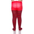 thumbnail image 3 of Leg Avenue Children's Striped Tights, Medium, Black/Red, 3 of 5
