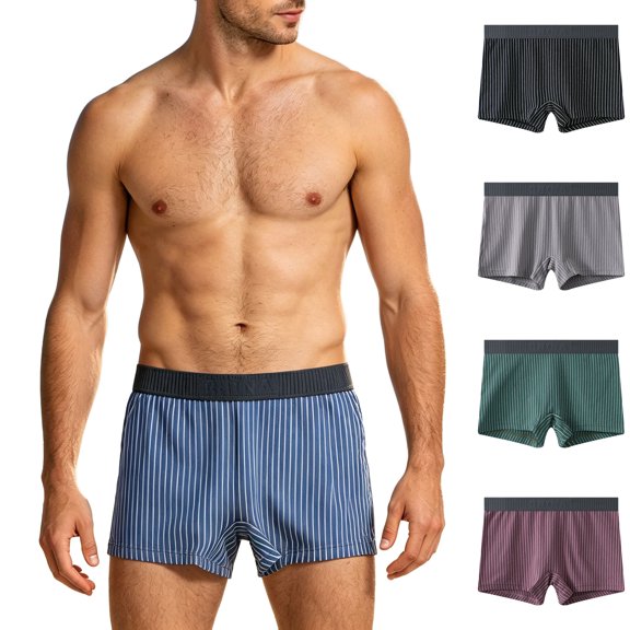 Asxite Mens Pajamas Shorts Striped Soft Breathable Elastic Embossed Waistband Solid Sleepwear