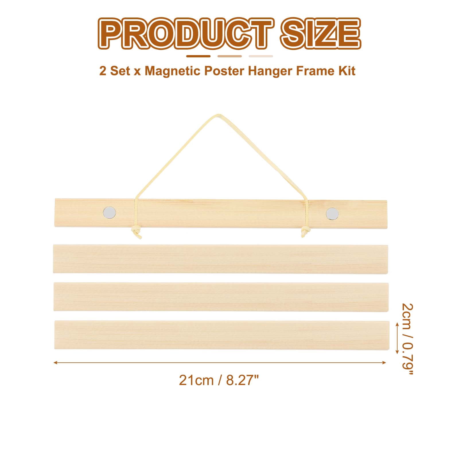 Unique Bargains Magnetic Poster Hanger Frame Light Wooden Magnet Frames 8 Inch Natural